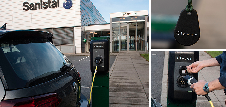 Oplad elbilen mens du handler hos Sanistål